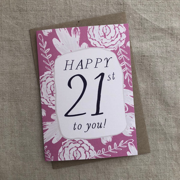 Pink 21st Birthday Card