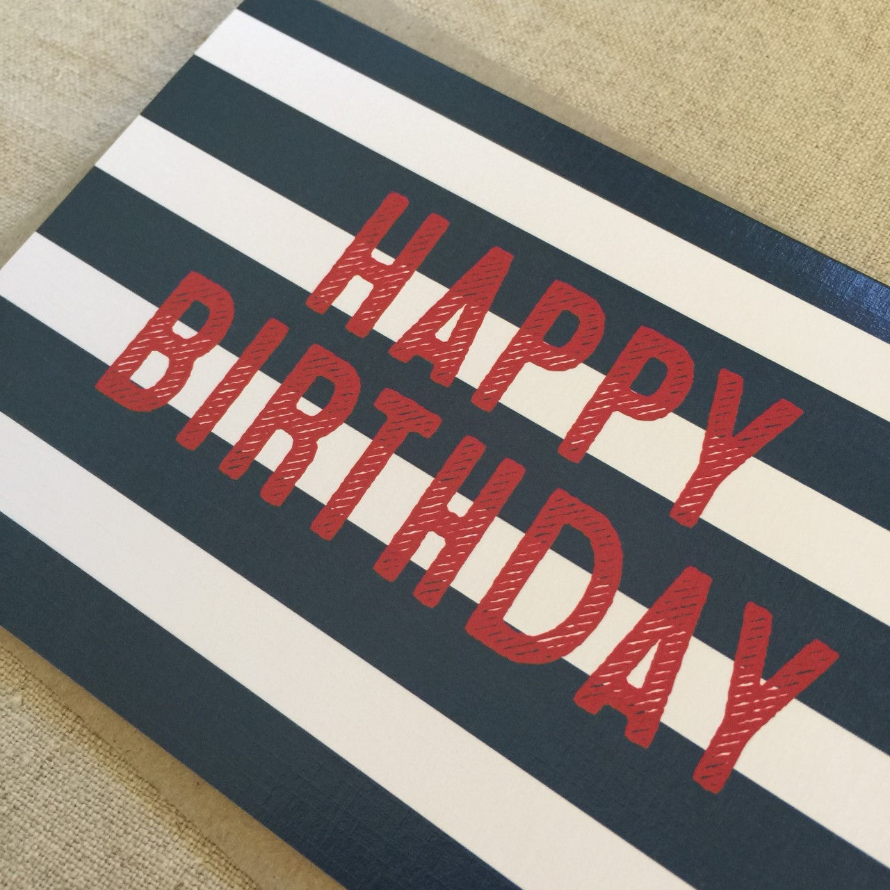 Blue Stripe Birthday Card