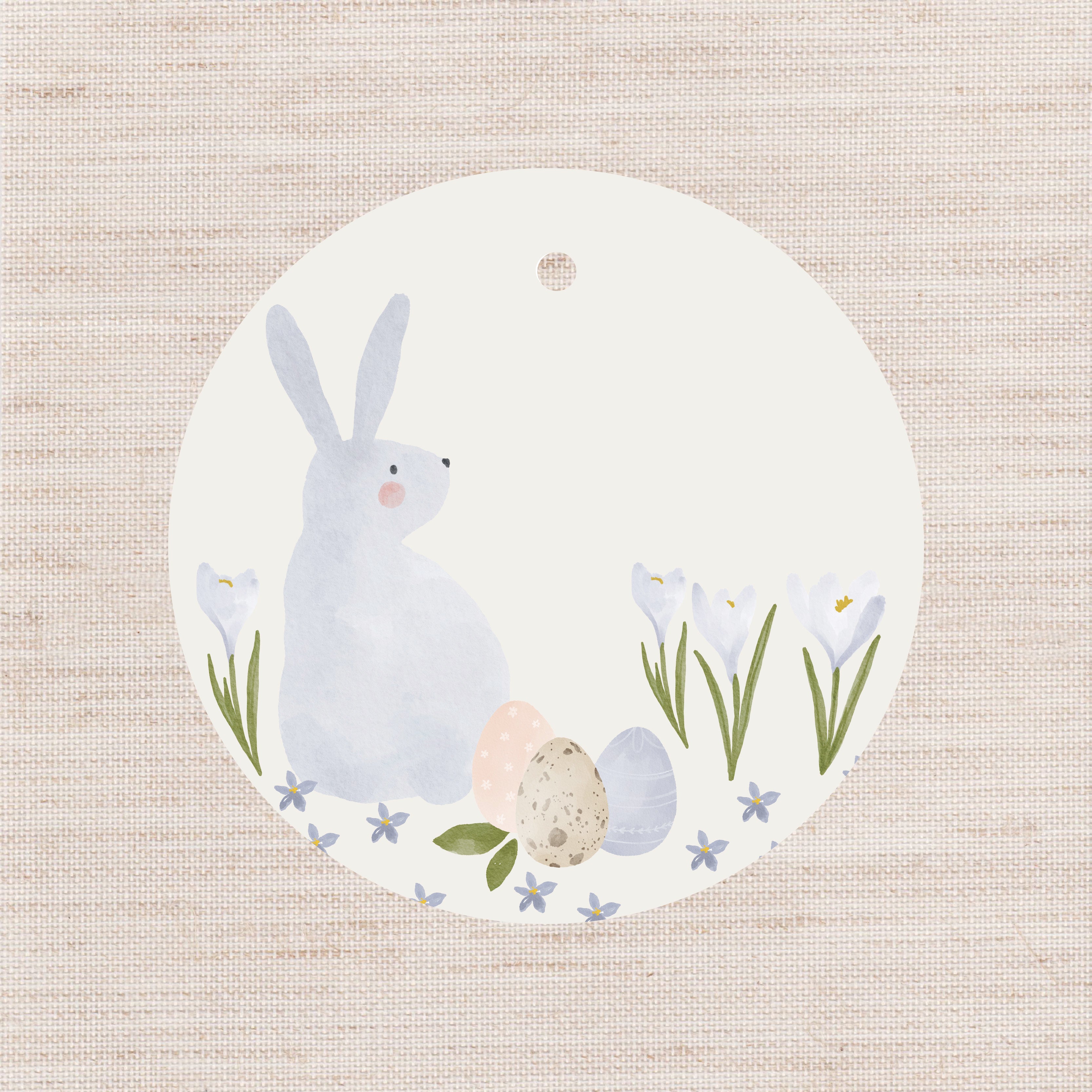 Round Easter Bunny Gift Tag