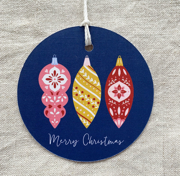 Round Christmas Baubles Gift Tag