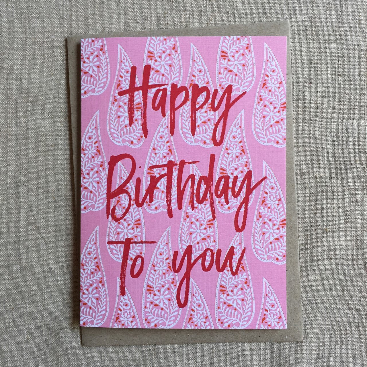 Pink Paisley Birthday Card