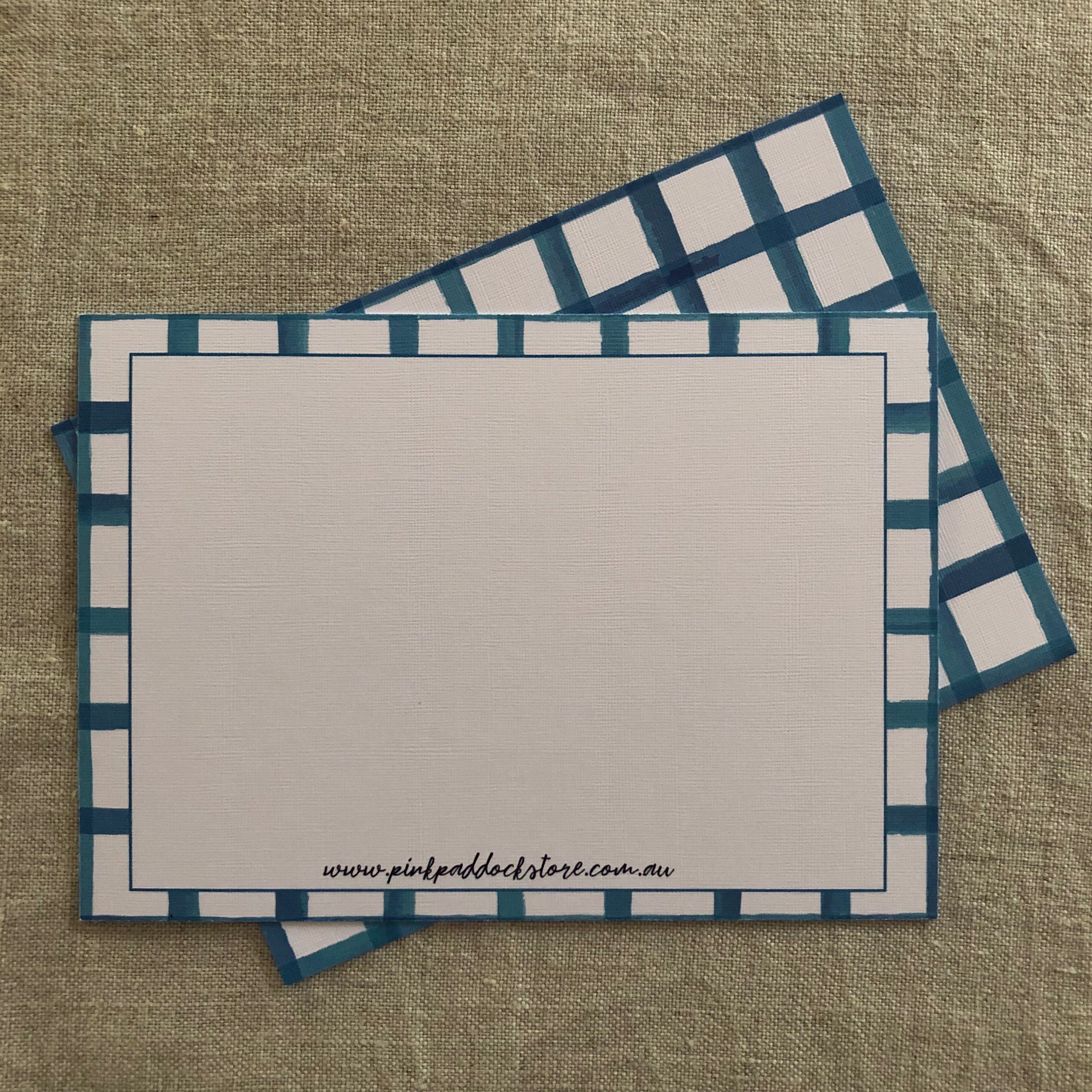 Blue Check Notecard- Pack of Six