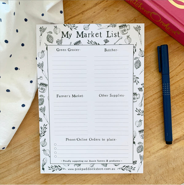 'Farmer's Market List' A5 Notepad