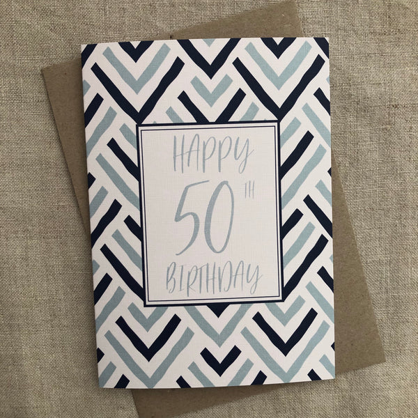 Blue 50th Birthday Card