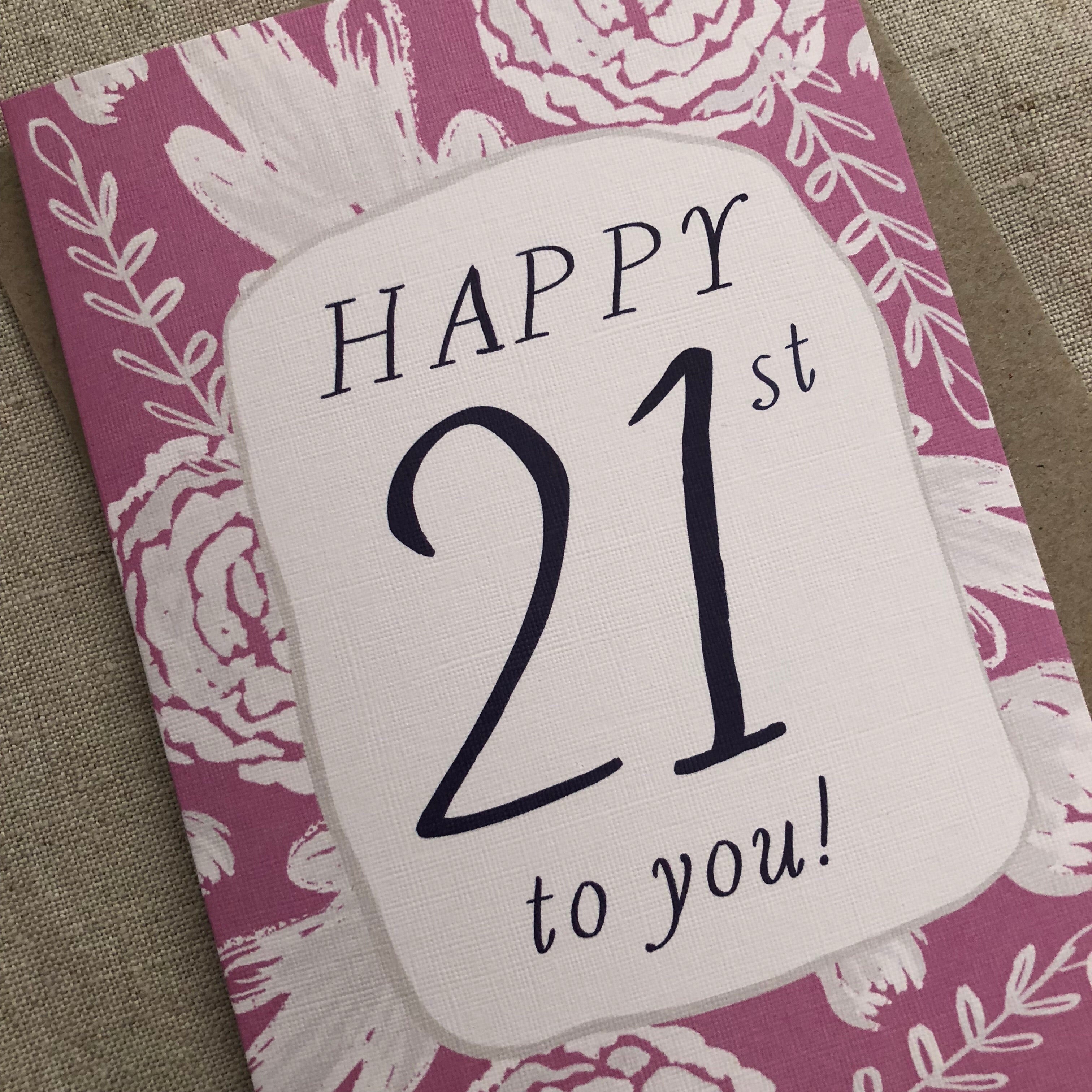 Pink 21st Birthday Card