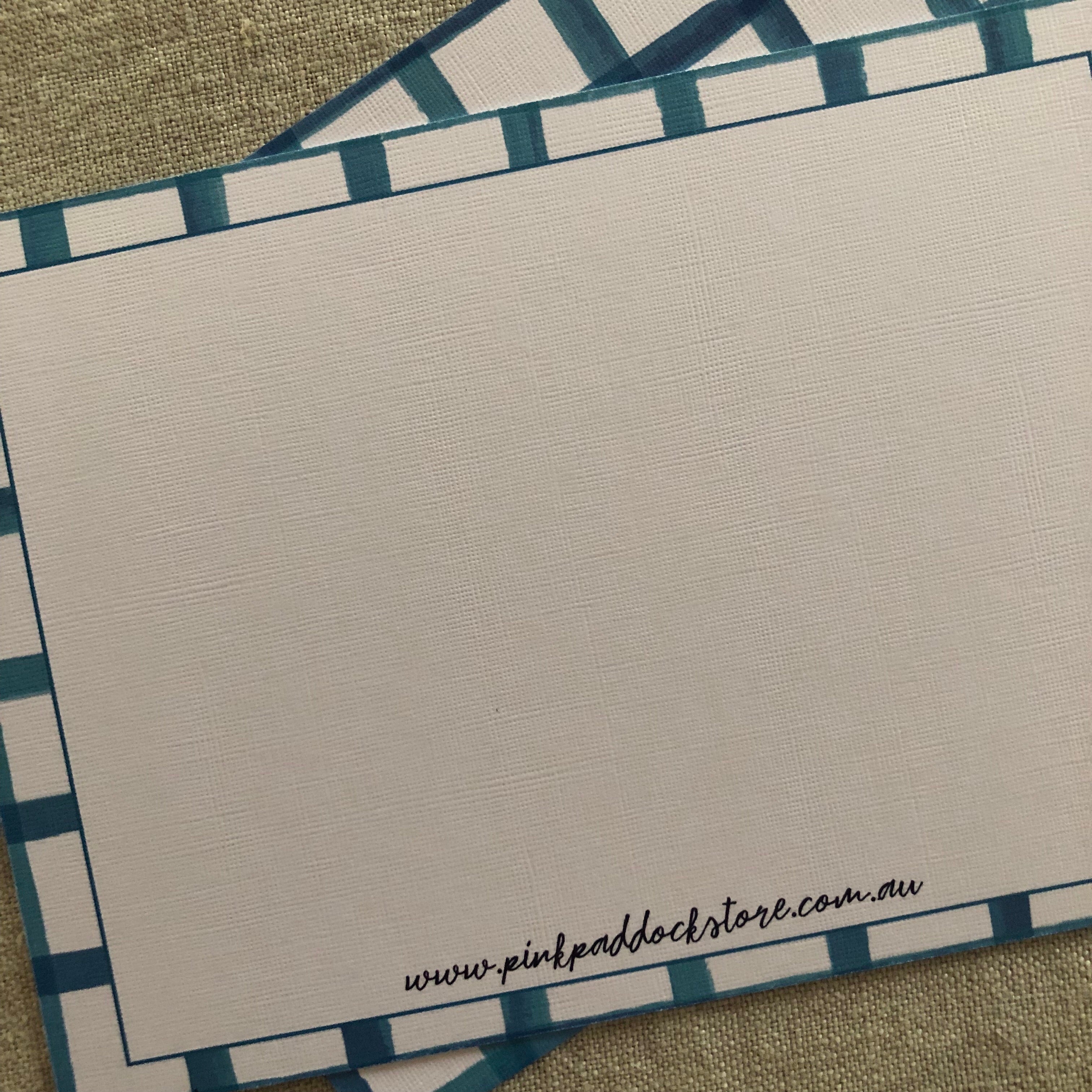 Blue Check Notecard- Pack of Six