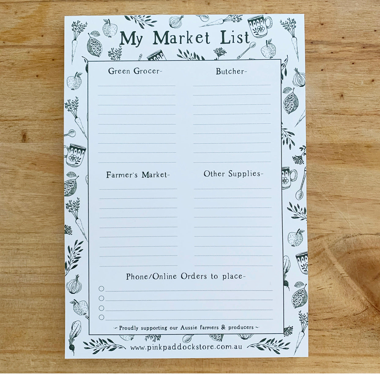 'Farmer's Market List' A5 Notepad