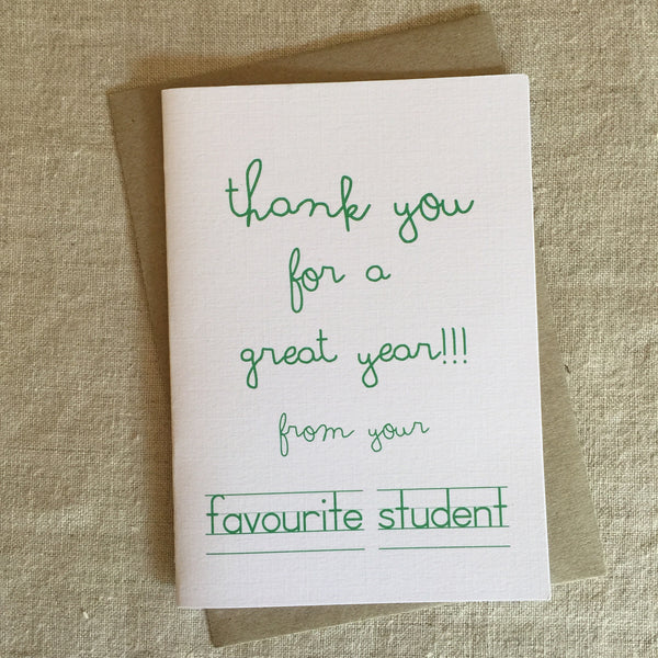 Favourite Student Card