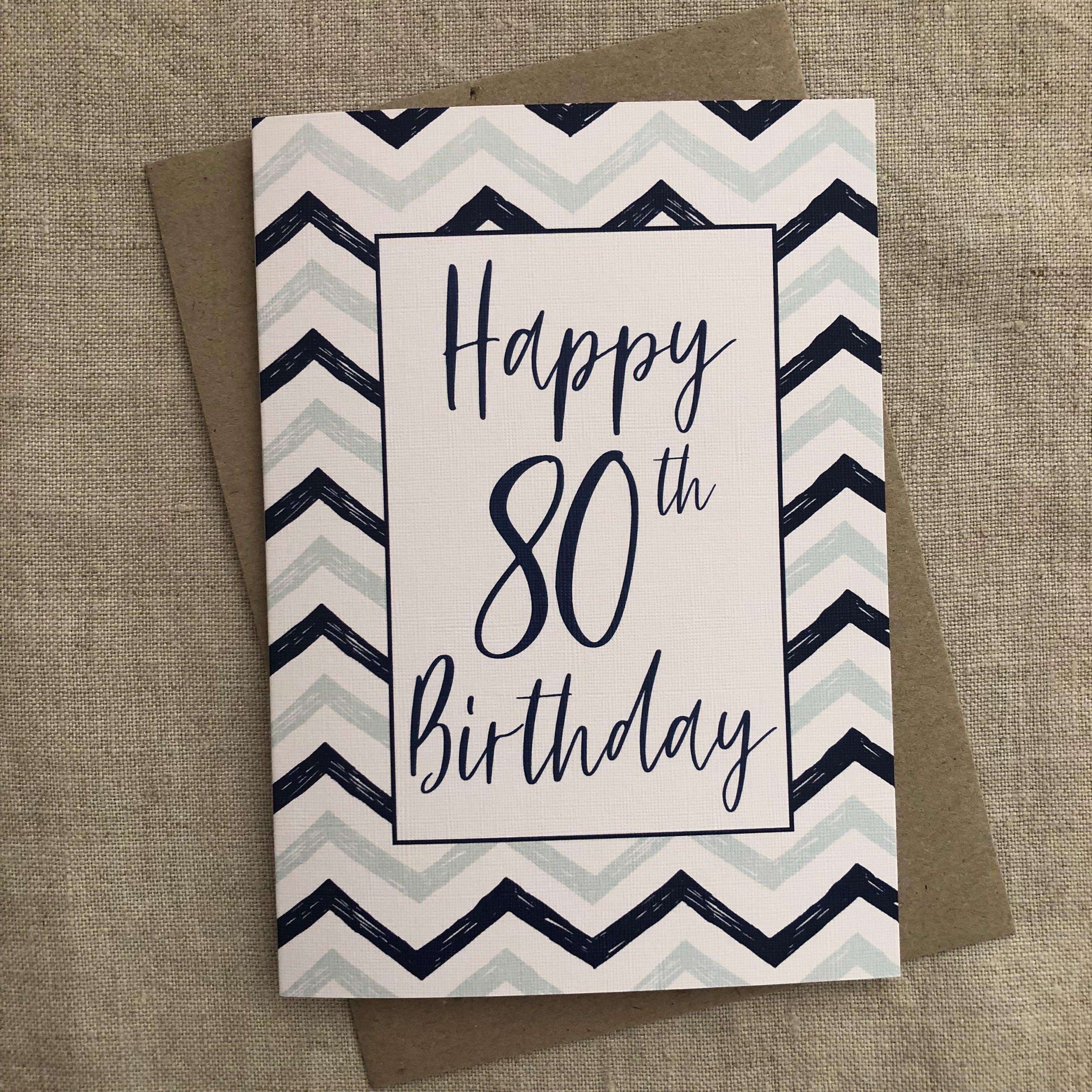 Blue 80th Birthday Card